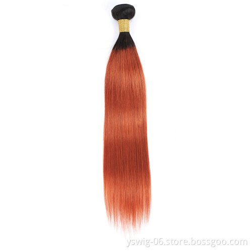 XCCOCO T1B/350# Color Virgin Hair Bundles, Peruvian Straight Ombre Human Hair Bundles with Lace Closure